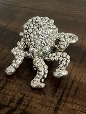 Rare Sterling silver electroform octopus brooch signed Israeli textured 2.25”